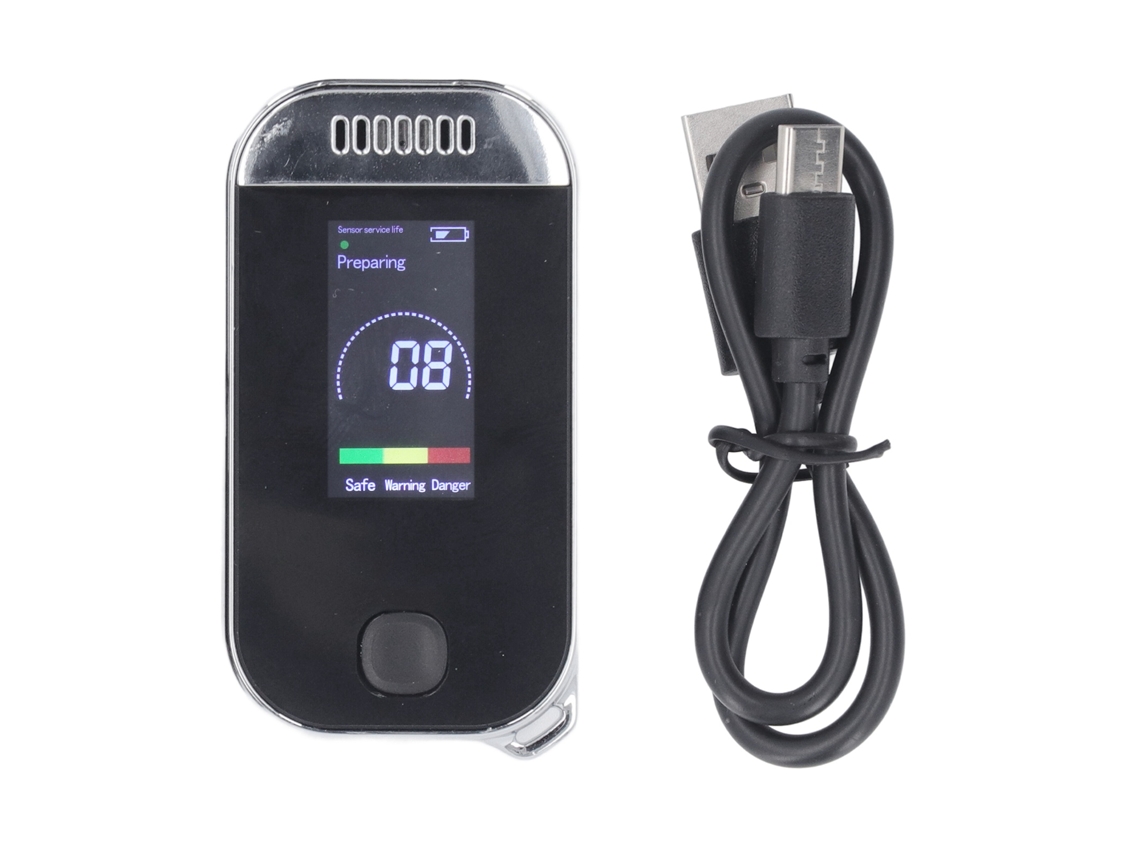 Yuru tester de Álcool Portátil Recarregável com Display Digital Led Alta Precisão 3 Cores e Memória