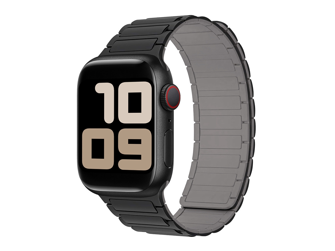 Pulseira Magnética De Silicone Tátil Com Três Contas E Duas Peças Para Apple Watch S11, Preta E Cinza, Tamanhos 38 40 41 42mm