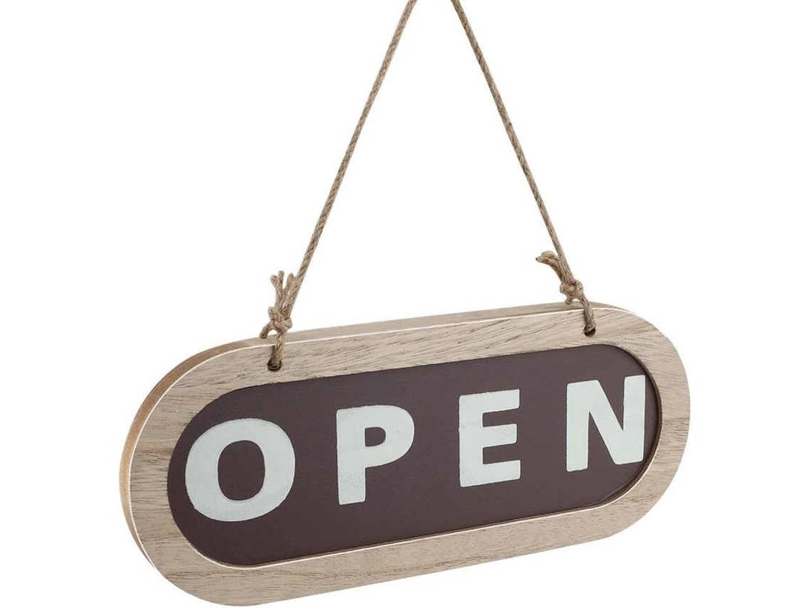 Cartel De Abierto/cerrado De Madera, Placa Doble Para Puerta De Tienda, Vintage Colgante 24x9.5cm