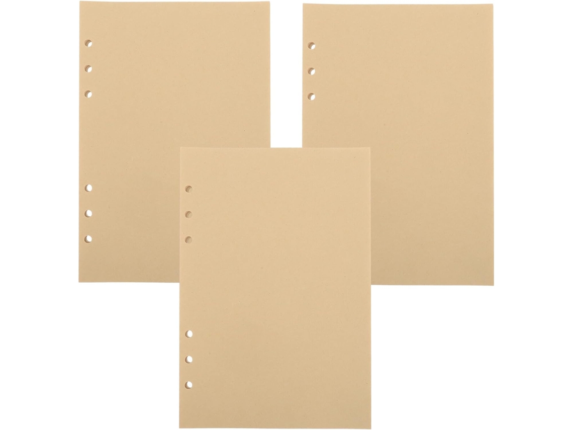 Conjunto De 3 Blocos De Folhas Soltas A5 Sem Pauta, Refis Para Fichários De 6 Argolas, Papel Kraft, 48 Folhas Por Gokoco