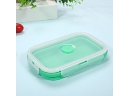 2026 2 Caixas de Silicone Dobrável para Almoço com Tampa, 500ml+500ml, Apta para Micro ondas e Lava louças, Verde