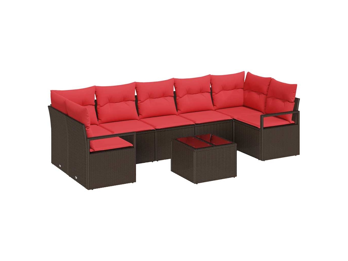 Vidaxl Conjunto De Sofás 8 Unid. 7-número De Lugares Marrom E Vermelho