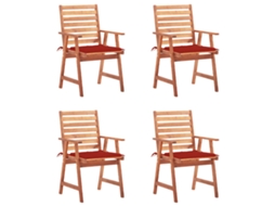 Vidaxl Cadeiras De Jantar P/ Jardim 4 Pcs C/ Almofadões Acácia Maciça