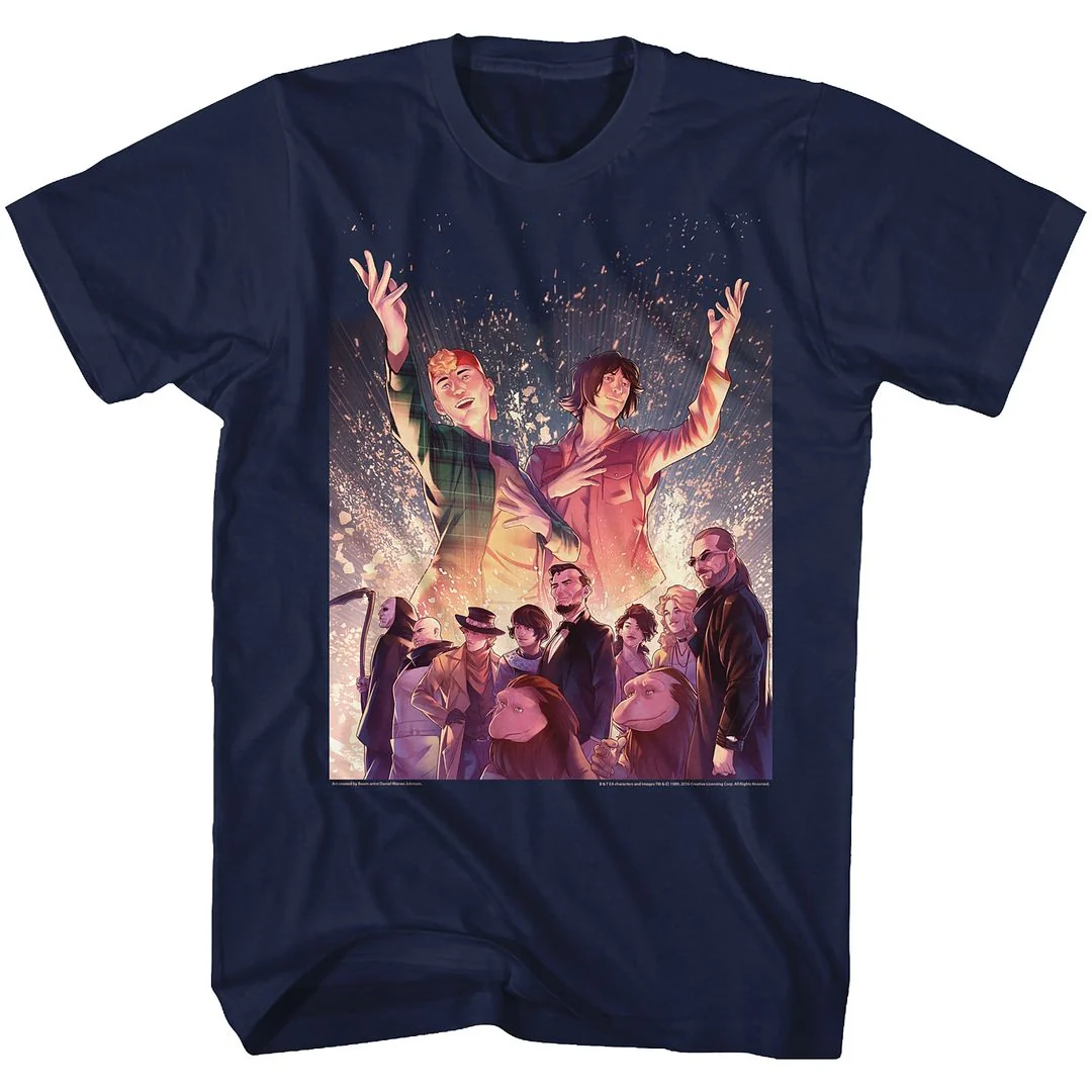 Rockinstone Bill And Ted Sparkle Navy Adult T-shirt Size:m