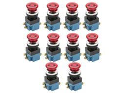 Interruptor De Botão Cogumelo Com Reset Automático 1no 1nc 25mm La19-11j Vermelho 10pcs