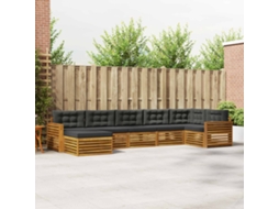 Vidaxl Conjunto De Sofás Para Exterior 7 Unid. Natural E Antracite