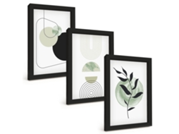 Pinturas Murais Modernasformas Abstratas De Plantas Moldura Preta Fotos Para O Corredor Espelharte (3 Peças 20x30 Cm)