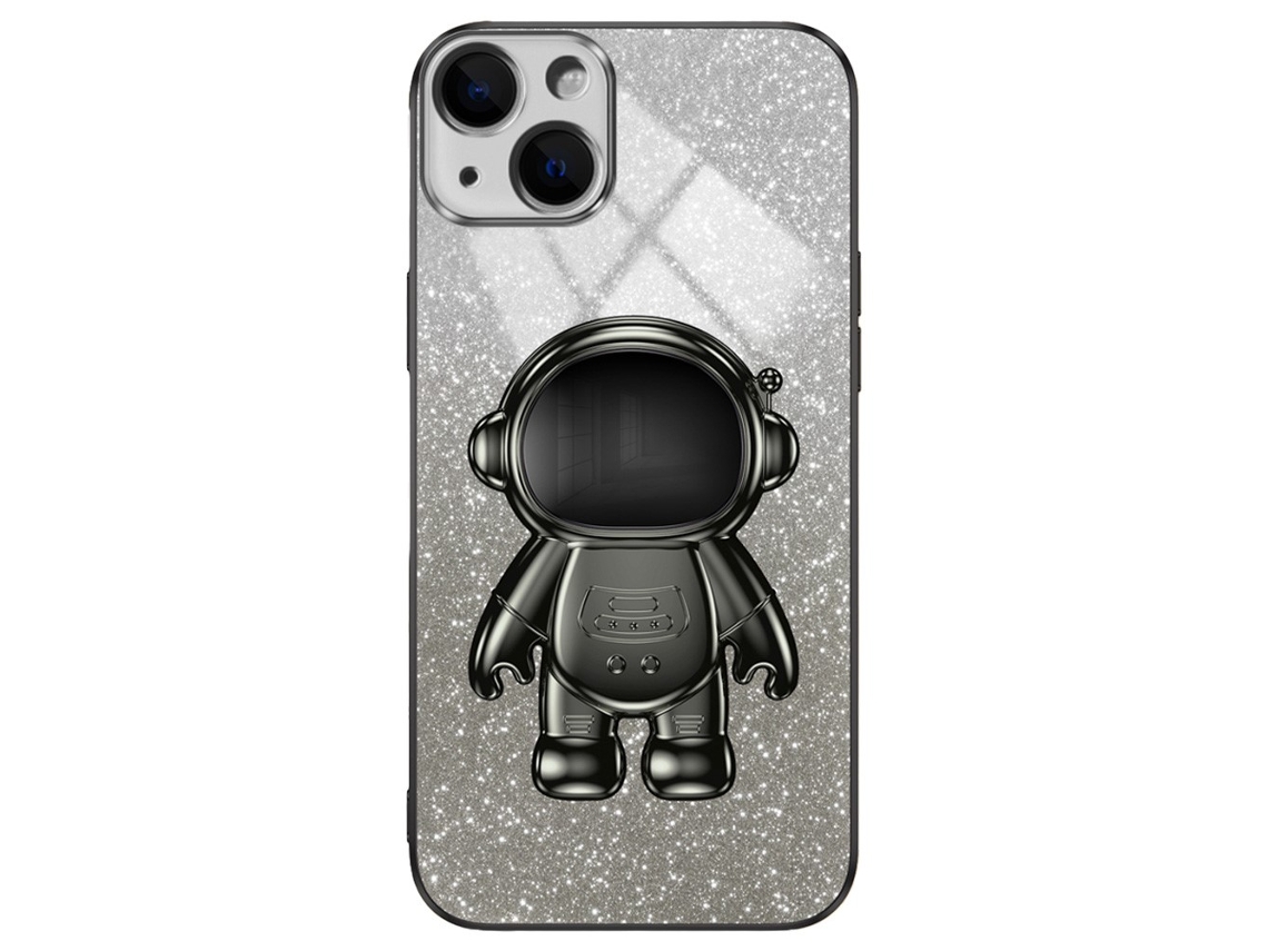 Suporte Casa Para Iphone 14 Plus Pele Sintética Preto