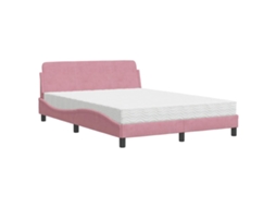 Cama com Colchão Dover 140x200 Cm Veludo Rosa MAISON EXCLUSIVE