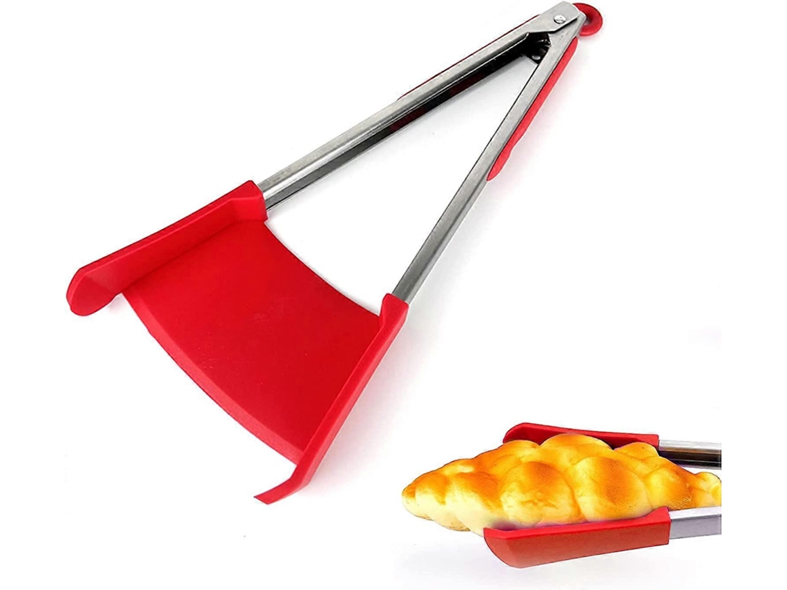 Pinça Espátula de Silicone 2 em 1 para Cozinha, Resistente Ao Calor e Antiaderente, Alimentar 9 Polegadas Rojo (vermelha 9 Polegadas)