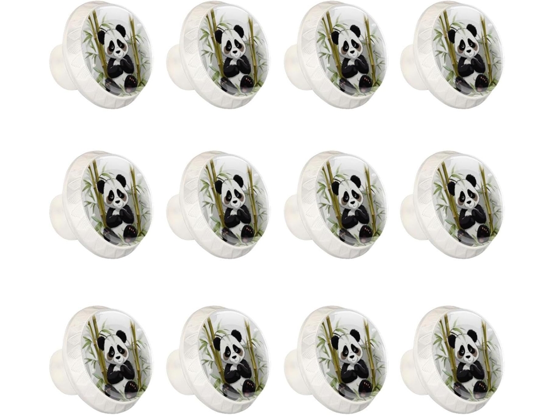 Puxadores Redondos Para Armários De Cozinha, Puxadores Para Armários E Gavetas, 12 Peças, Desenho De Panda Fofo