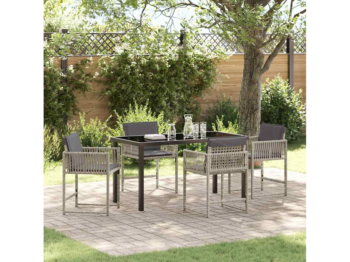 Vidaxl Conjunto De Jantar Para Jardim 5 Unid. Cinzento-claro Vime Pe