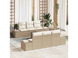 Vidaxl Conjunto De Sofá De Jardim 8 Unid. Bege E Creme Vime Pe
