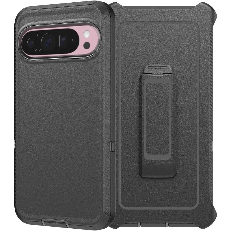 (preto, Google Pixel 9 Pro) Capa Resistente Para Celular, À Prova De Choque E Durável, Com Clipe, Capa Protetora Rígida.