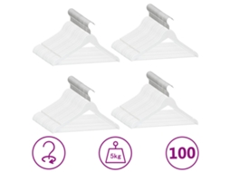 Vidaxl 100 Pcs Conjunto De Cabides Antiderrapantes Madeira Branco