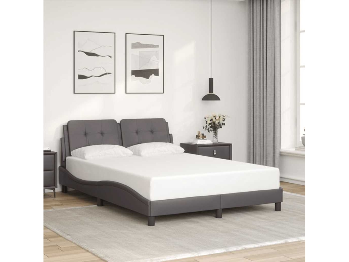 Vidaxl Estrutura De Cama Sem Colchão Zadar 120x200cm Couro Artificial Cinzento
