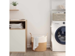 Vidaxl Cesto De Arrumação Ø40x35 Cm Algodão Castanho E Branco