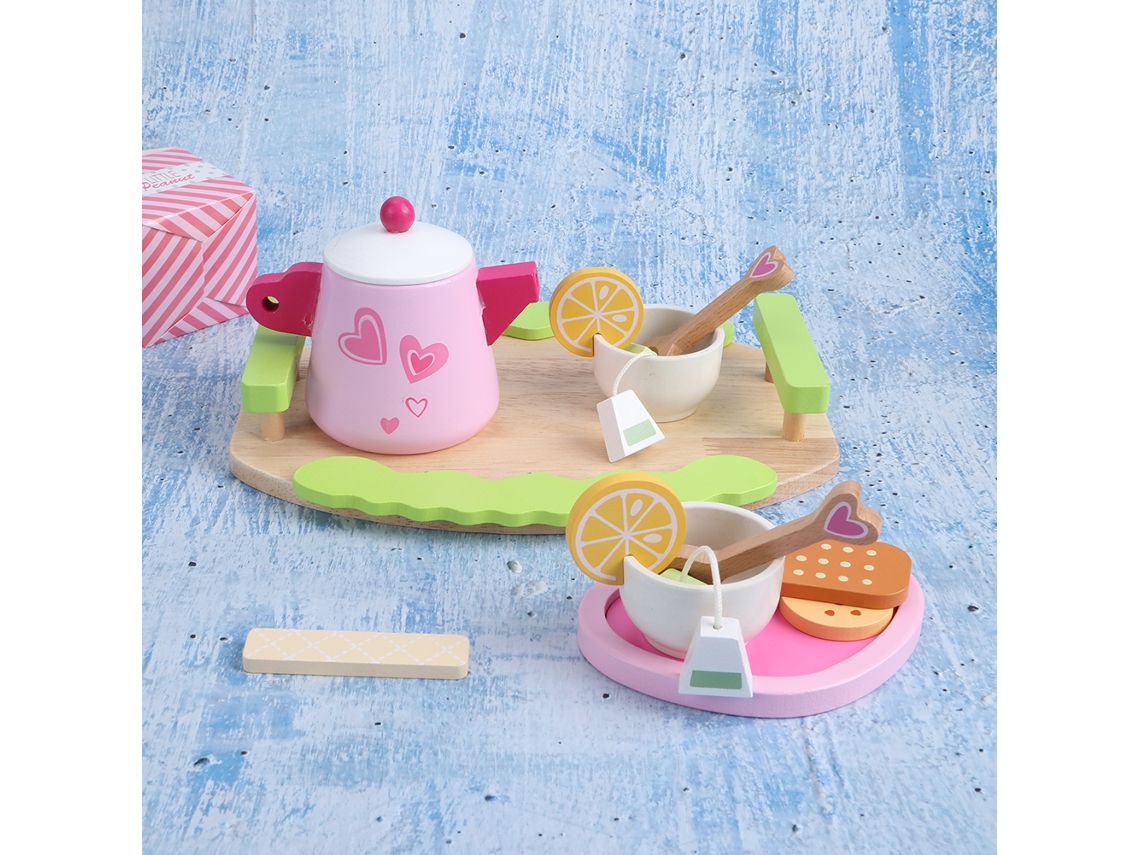 Primerox brinquedo de Conjunto de Chá da Tarde Simulado Madeira Educativo para Crianças 10pcs