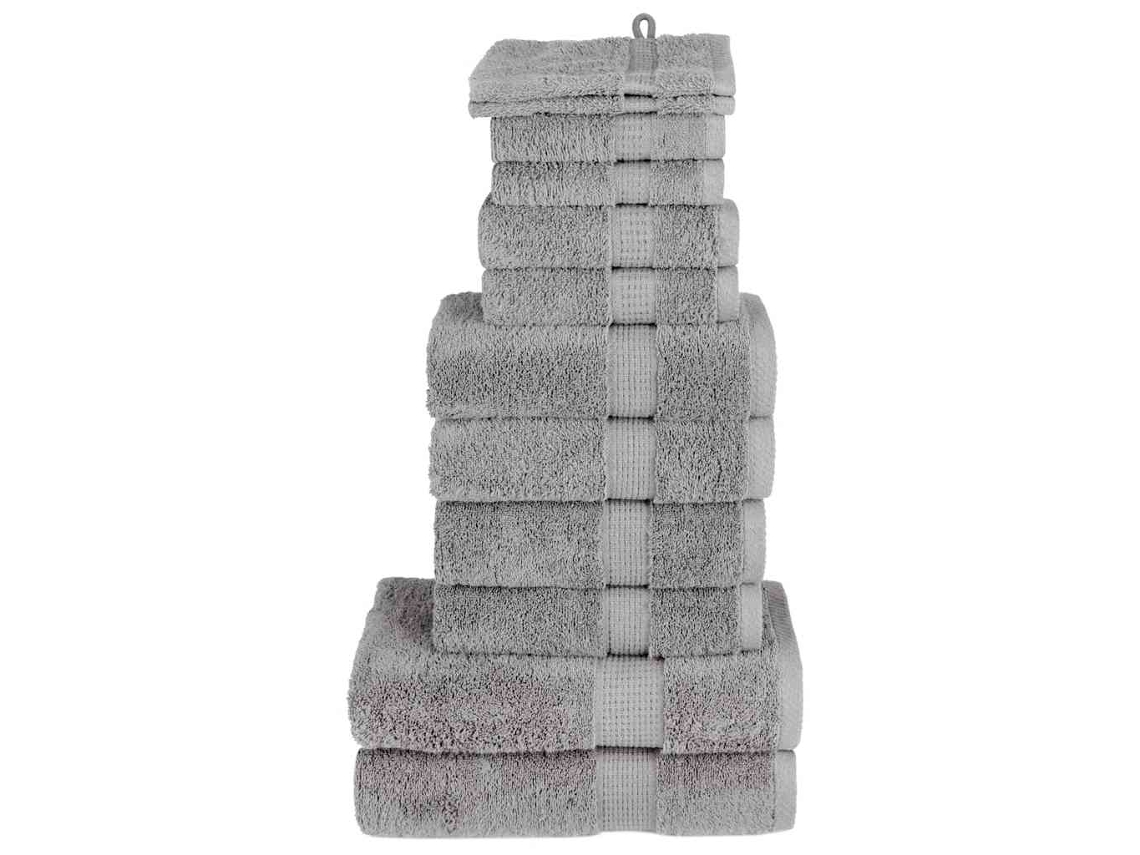Vidaxl 12pcs Conjunto Toalhas Banho Premium Solund 600 Gsm Cinza