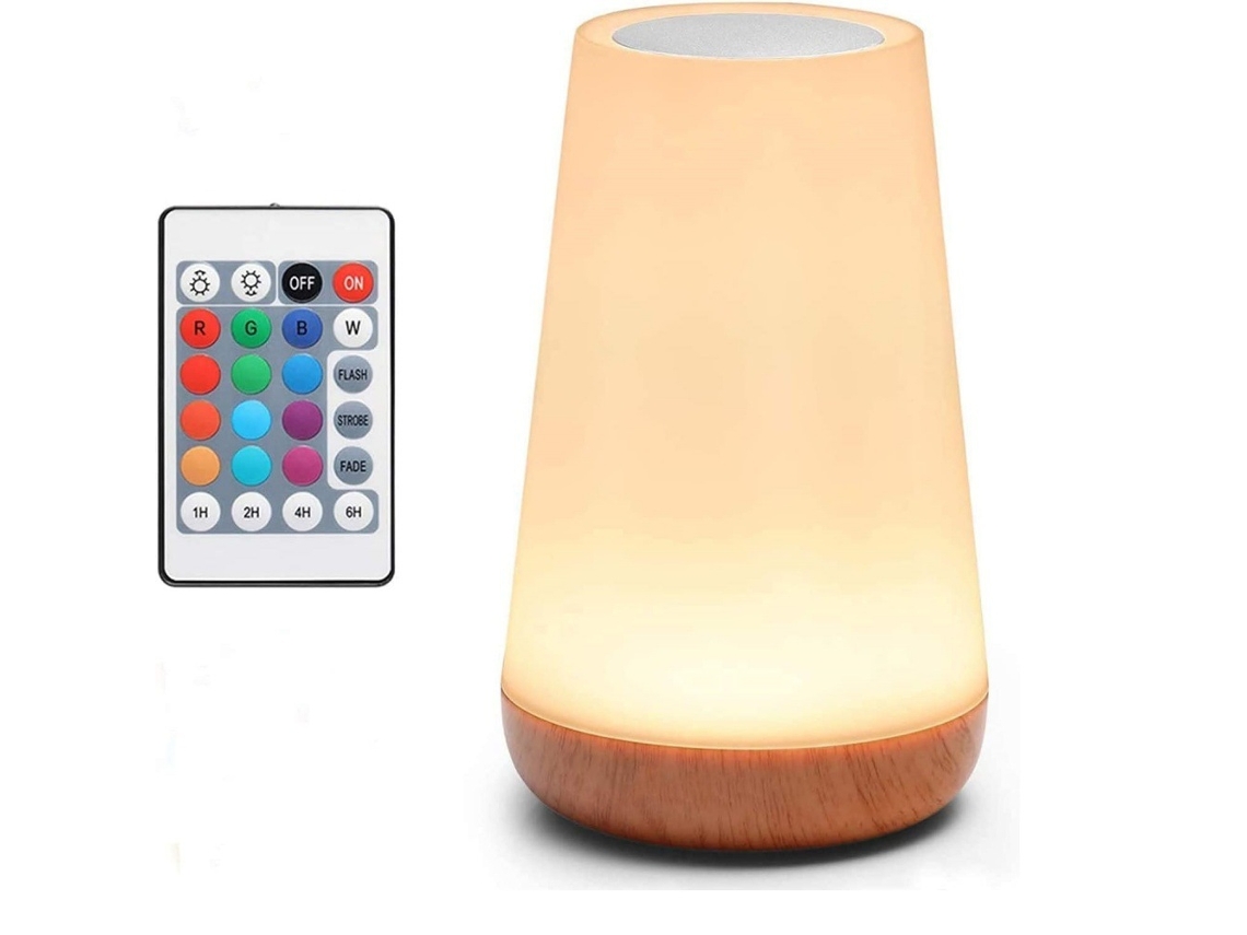 Luminária Noturna de Led Sensível Ao Toque para Mesa Cabeceira, com Controle Remoto e Intensidade Ajustável, Além de Mudança Cor Rgb BRILVIBERA