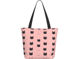 Bolsa tote feminina preta com estampa de gato EOOCOO