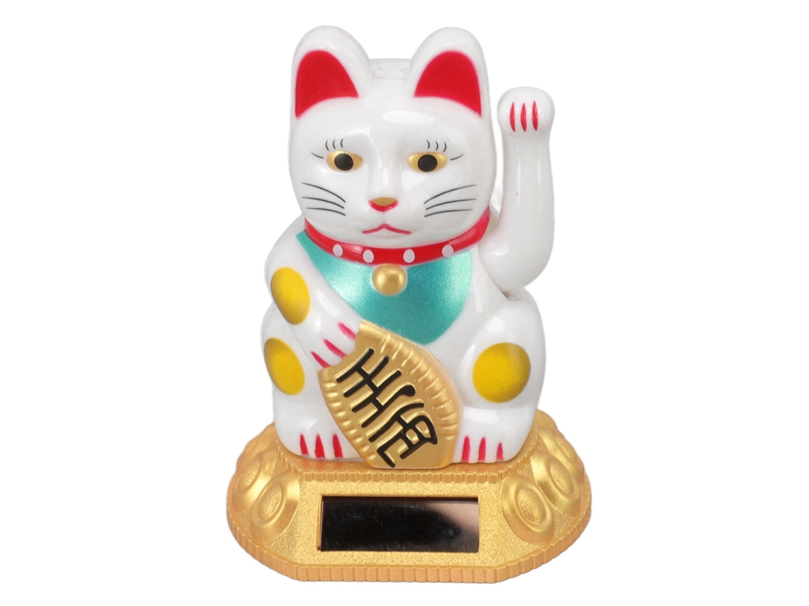 Figura Gato da Sorte LAXISCREED Luz Solar Branca