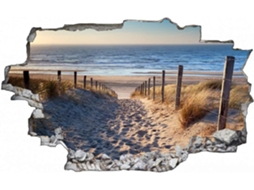 Adesivo de parede 3D com sol de praia em PVC para decoração de janelas, quartos, salas de estar e escritórios, 80x120cm