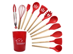 Conjunto De Utensílios De Cozinha Em Silicone Resistente Ao Calor, Espátulas Com Cabos De Madeira E Panelas Antiaderentes*