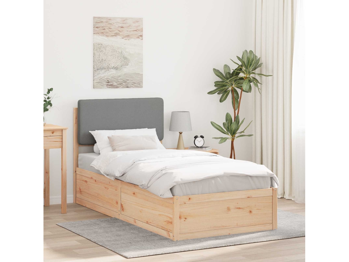 Vidaxl Estrutura De Cama Com Cabeceira Estofada Cinzento-claro