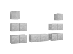 Tv Cabinet Set, Tv Cabinet Sets Vidaxl Cinzeto Madeira Processada (n/a)