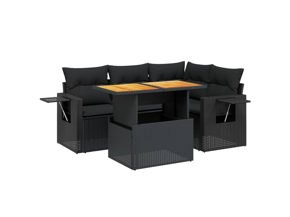 Garden Sofa Set, Garden Sofa Sets Vidaxl Preto Rattan / Vime (n/a)
