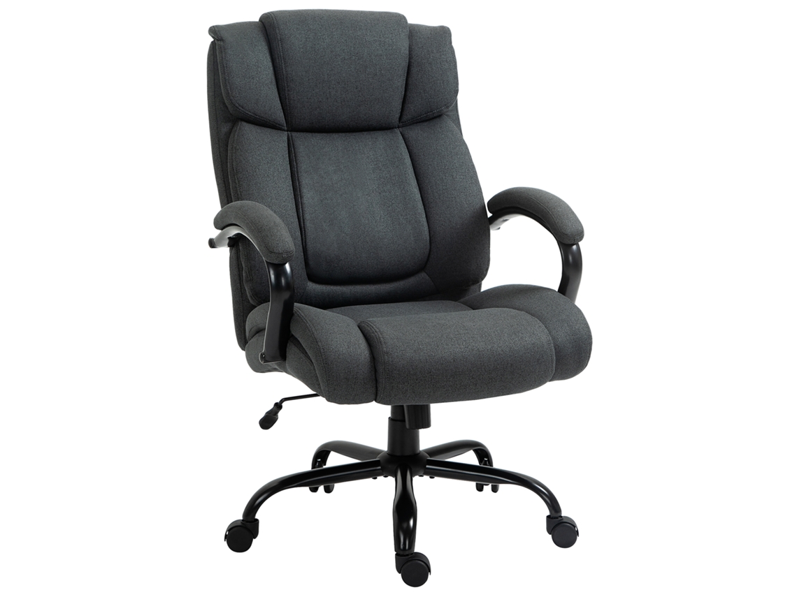 Cadeira De Escritório Ergonômica, Giratória, Apoio De Braço Estofado, Capacidade De Carga 220 Kg, Cinza