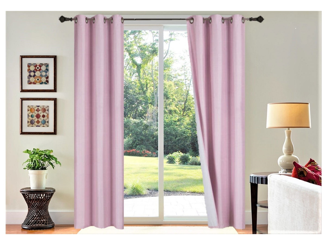 Cortinas Blackout Da Série K86 (blackout Total), Com Ilhoses Metálicos, Cor Rosa-claro, Com 84 Polegadas De Comprimento, Conjunto Com Duas Peças.