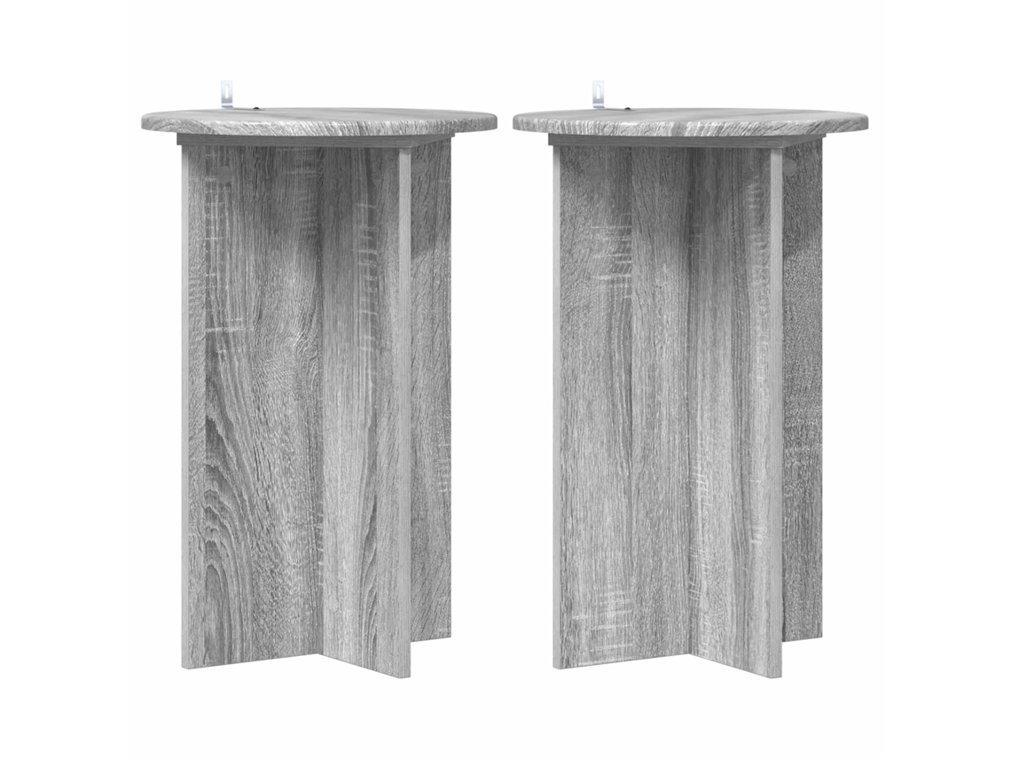 Conjunto 2 Suporte Moderno Para Plantas Vidaxl Cinzento Derivados De Madeira (ø40 X 60 Cm)