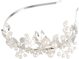 Tiara De Casamento Delicada Em Liga De Prata Ciieeo Com Pérolas E Flores, Acessório Para Cabelo.