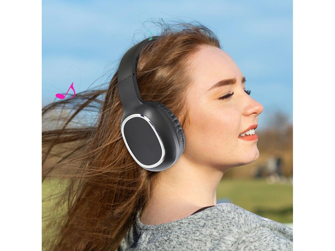 Auscultadores Bluetooth Bass Game Computer Cell Phone Sports Black