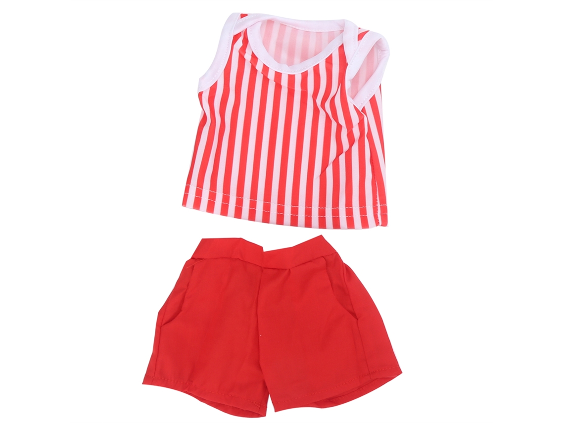 Ats roupas para Bonecas de 18 Polegadas Conjunto de Roupas para Bebê Recém nascido Presente de Aniversário para Crianças Listras Vermelhas Verticais