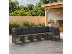 Vidaxl Conjunto De Sofá De Jardim 6 Pcs Cinzento Vime Pe