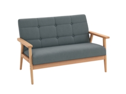 Sofá 2 Lugares Escandinavo S/MARCA, apoios de braço, pernas de madeira, 115x66,5x73cm, cinza