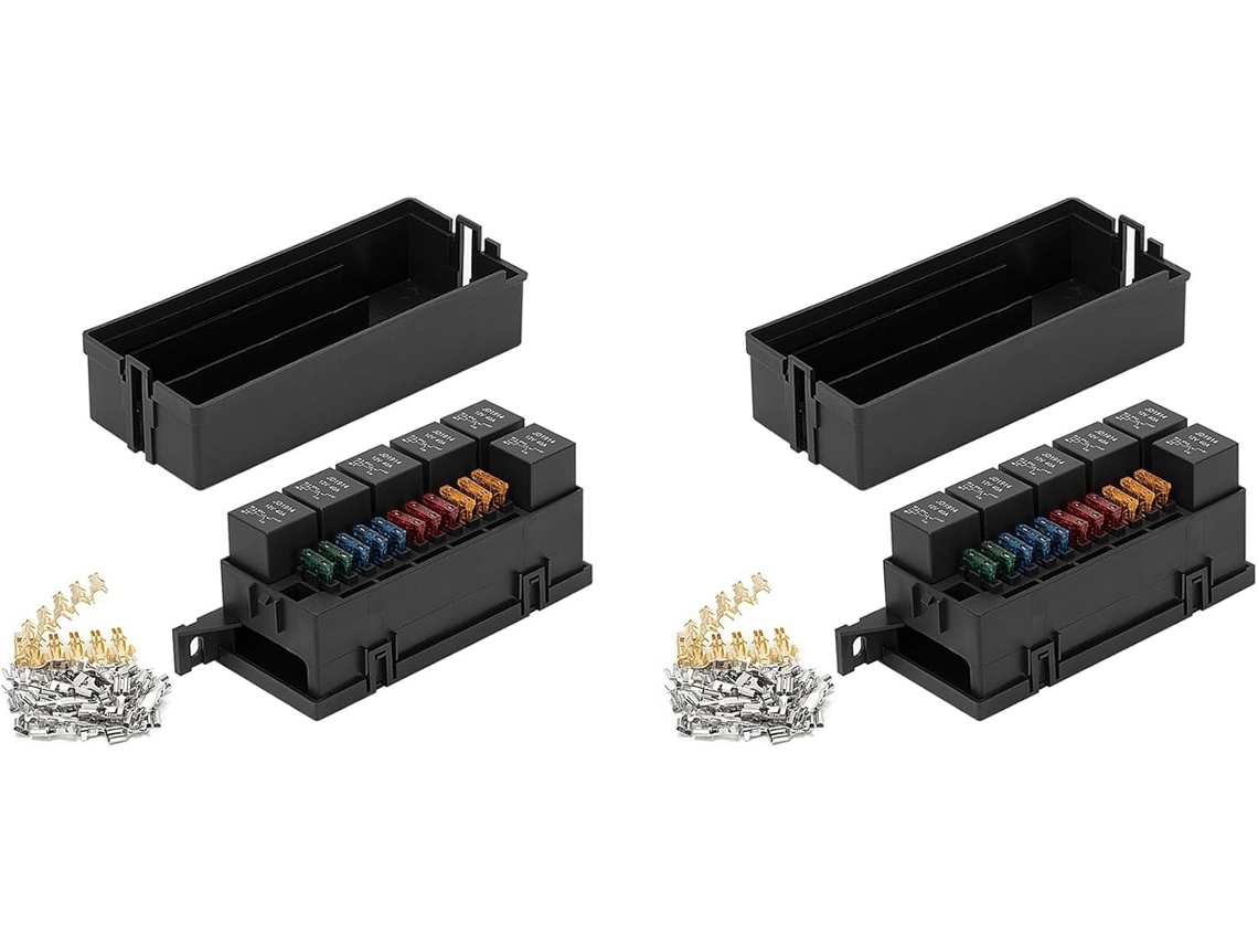 Bloco de Relés e Fusíveis Automotivos de 11 Vias, 2 X 12v, com 5 Pinos e Fusíveis para SFUSHOS