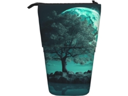 Case Trousse Crayons Télescopique Teal Tree Moonlight Print Durable Porte-stylo Cosmé Peil Télescopique