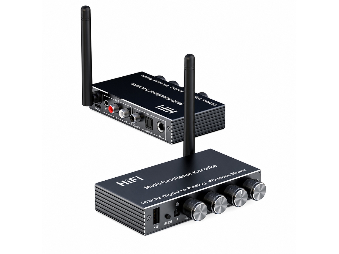 Recetor De Áudio Bluetooth 5.4 Com Dac, Entradas Ótica E Coaxial, Saídas Aux/rca E Reprodução Usb