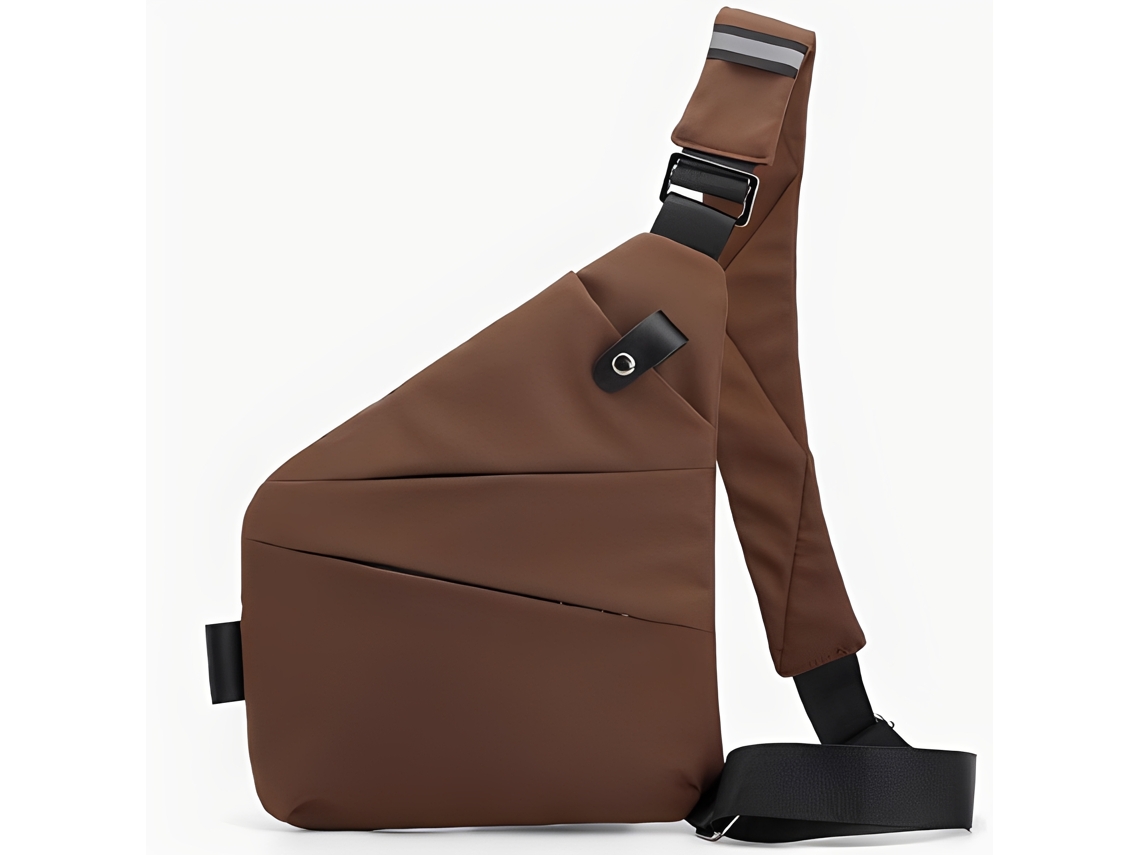 Mala Tiracolo Senhora - Bolsa Crossbody Mulher - Alça Ajustável - Tecido Oxford - Castanho Café