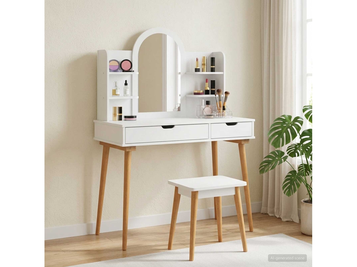 Vidaxl Conjunto De Mesa De Vestir Fauske 4 Unid. Branco