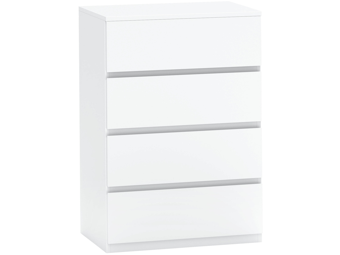 Cómoda DECORALAR TECH com 4 gavetas, acabamento branco, 55x33x80cm