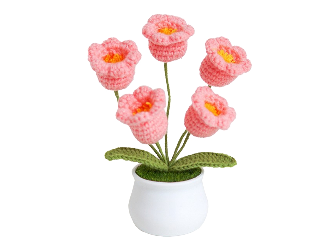 Baok - Vaso de Orquídea Artificial em Crochê Feito à Mão para Decoração de Casa