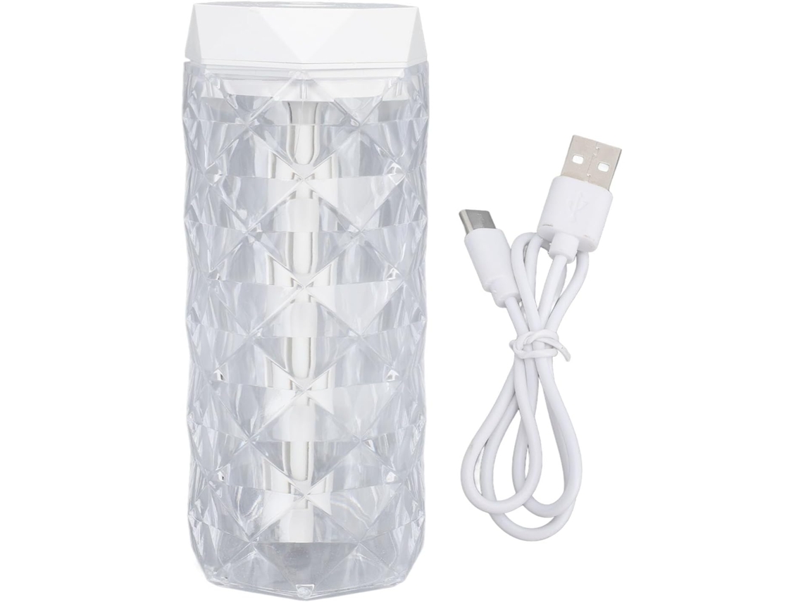 Umidificador Pequeno Com Iluminação Ambiente Colorida, Design Prismático Multifacetado