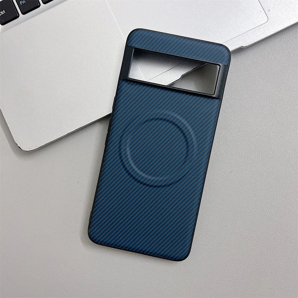 (azul-escuro, Google Pixel 10) Capa Elegante Com Textura De Fibra De Carbono, Compatível Com Carregamento Sem Fio Magnético