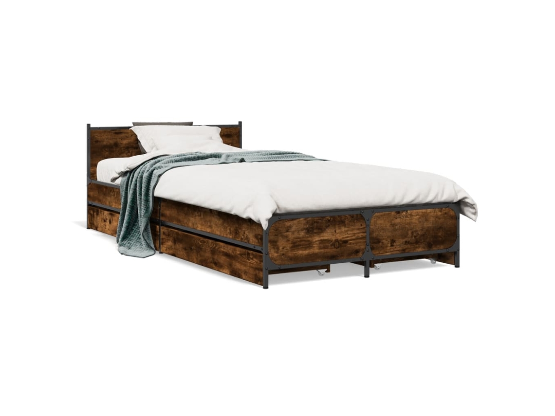 Estrutura de Cama com Gavetas Derivados de Madeira Carvalho Fumado MAISON EXCLUSIVE