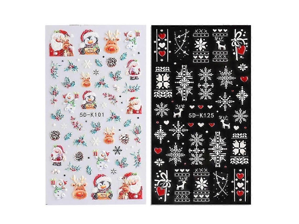 Decaldos Adesivos De Nail Art De Natal, 5d Estereoscópico Embossed Christmas Nail Nail Hengjian